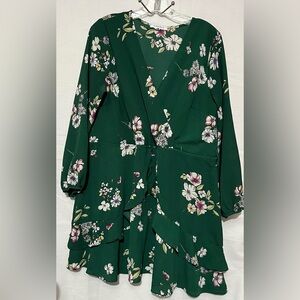 Purple Snow Green Floral Dress